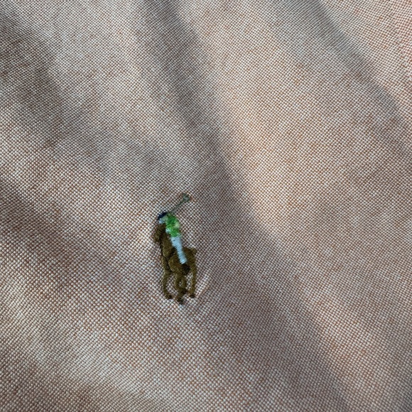 Ralph Lauren Men's Peach Button Short Sleeve Shirt Size Medium Slim Fit - Picture 9 of 12